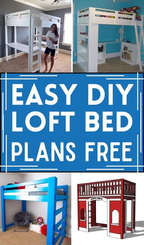 Diy Loft With Stairs, Kid Loft Bed Ideas, Diy Kids Bed Frame, Loft Bed Ideas For Small Rooms Diy, Loft Bed Plans Free, Diy Loft Bed For Teens, Diy Loft Bed For Kids, Loft Bed Diy Plans, Diy Loft Bed Plans