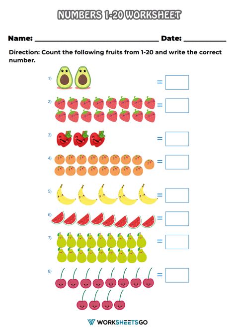 Count And Write Worksheets 1-20, Kindergarten Math Worksheets Counting, Count And Write, Counting To 120, Teaching Counting, Alphabet Worksheets Preschool, Counting Numbers, Worksheets Preschool, Kindergarten Math Worksheets