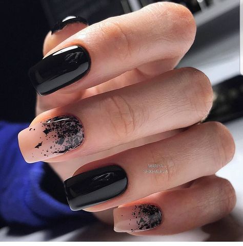 Dark Nails Inspiration Square, Black Color Nails, Dark Square Nails, Heavy Metal Nails, Short Black Nails Ideas, Nail Art Noir, Long Gel Nails, Quick Nail, Square Nail Designs