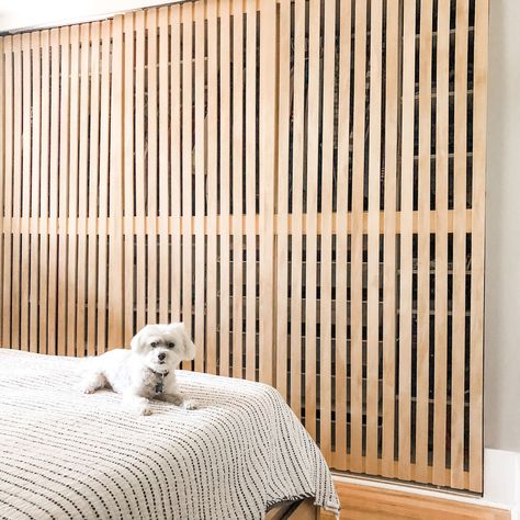 Slatted Closet Doors, Cedar Railing, Closet Hacks Diy, Ikea Pax Doors, Closet Door Alternative, Ikea Closet Hack, Door Alternatives, Ikea Pax Hack, Pax Closet