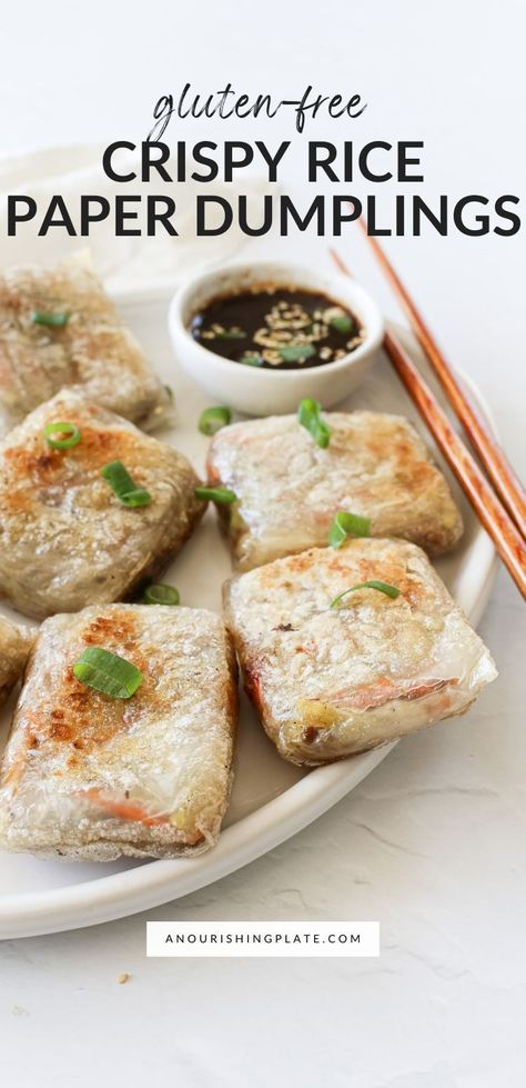 Healthy Rice Paper Dumplings, Gluten Free One Dish Meals, Gluten Free Asian Dumplings, Yummy Gluten Free Dinners, Crunchy Rice Paper Rolls, Gluten Free Dairy Free Snack Recipes, Gluten Free Pot Stickers, Dairy Free Food Recipes, Lactose And Gluten Free Recipes