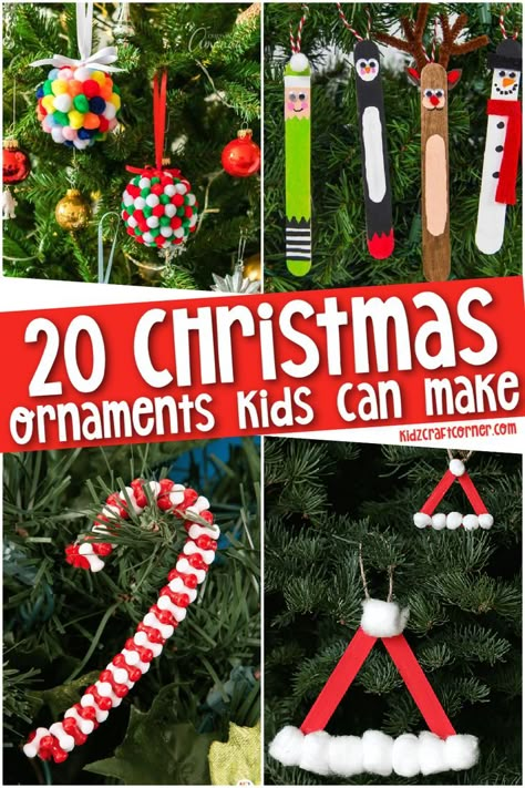 Christmas Tree Decoration Craft For Kids, Kids Tree Ornament Craft, Homemade Ornaments Christmas Kids, Christmas Ornaments For Classroom, Easy Christmas Ornaments To Make Kids, Christmas Or Ament Craft For Kids, Classroom Christmas Tree Ornaments, Kids Christmas Tree Ornaments Diy, Student Ornament Ideas