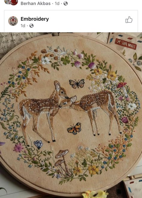 Deer Embroidery, Animal Embroidery Designs, Hand Embroidery Tutorial, Hand Embroidery Projects, Thread Painting, Creative Embroidery, Animal Embroidery, Sewing Embroidery Designs, Hand Embroidery Art