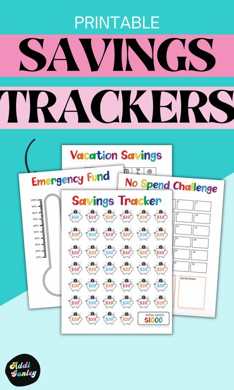 Motivating yourself to save money can be tough. Using these printable savings trackers, you can set a goal to save money and motivate yourself to reach it. Keep track of your spending habits and save extra money. Free Money Saving Printables, Saving Money Monthly, Motivating Yourself, Budgeting Apps, Financial Budget Planner, Budget Binder Printables, Money Planner, Saving Challenges, Budget App