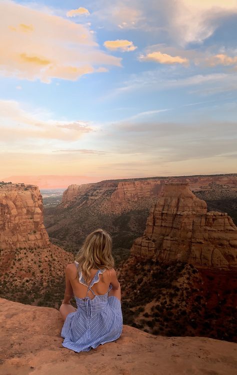 Believe it or not this is in Colorado! Its the colorado national monument:) Monument Photography, Podcast Photoshoot, Colorado Springs Photography, Red Rocks Colorado, Monument Colorado, Castle Rock Colorado, Colorado National Monument, Senior Pictures Poses, Castle Rock