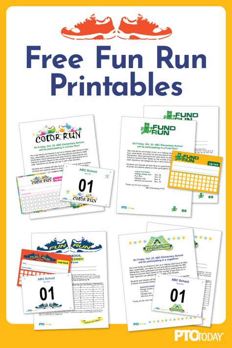 Got a fun run (or any "athon") coming up? Get our free printables for donations, bibs, volunteer sign ups and more! Yup, all free! :) Elementary Jog A Thon, Fun Run School Fundraiser, Fun Run Fundraiser, School Fun Run Ideas, Jog A Thon Ideas, Fun Run Ideas School, Walkathon Fundraiser, Color Run Ideas, Fun Run Ideas