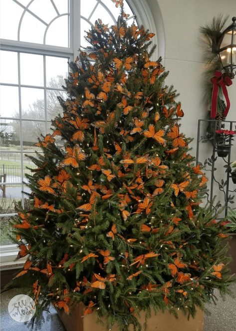 Monarch Butterfly Christmas Tree, Summer Christmas Tree Ideas, Year Round Christmas Tree Ideas, Easter Christmas Tree, Spring Christmas Tree, Summer Christmas Tree, Yellow Christmas Tree, Butterfly Christmas Tree, Themed Christmas Trees