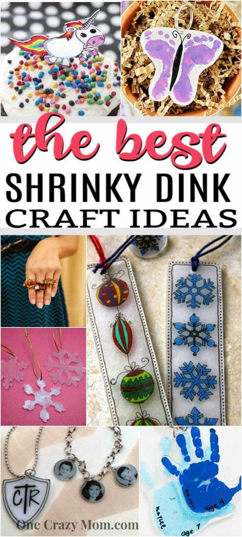 Everyone will have a blast making these 25 Shrinky Dink ideas that are easy to make.  Find ideas from key chains and necklaces to magnets and much more! Shrink Wrap Crafts, Valentines Day Shrinky Dink, Shrinky Dink Ideas Father's Day, How To Make Shrinky Dink, Plastic Shrink Diy, Shrinkie Dink Ideas, Shrinks Dink Ornaments, How To Make Shrinky Dink Key Chains, Shrinky Dink Gifts