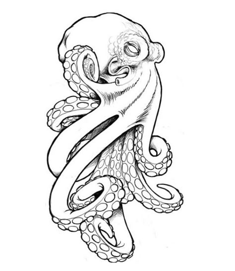 Octopus Line Art, Watercolour Tattoo Men, Octopus Sketch, Squid Tattoo, Line Art Tattoo, Octopus Drawing, Octopus Tattoo Design, Samurai Tattoo Design, Octopus Tattoos