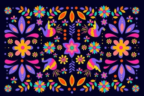 Mexican Background, Mexican Colors, Background With Flowers, Mexican Pattern, Mexican Flowers, Mexican Embroidery, Mexican Decor, Scandinavian Folk Art, Mexican Art