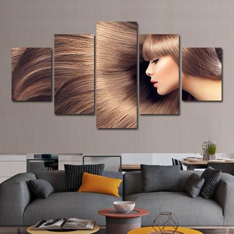 Flowing Hair Multi Panel Canvas Wall Art Embroidery Woman, Hair Salon Interior Design, Salon Interior Design Ideas, Nail Salon Interior Design, Beauty Salon Interior Design, Nail Salon Interior, Salon Wall Art, Hair Salon Interior, Interior Design Pictures