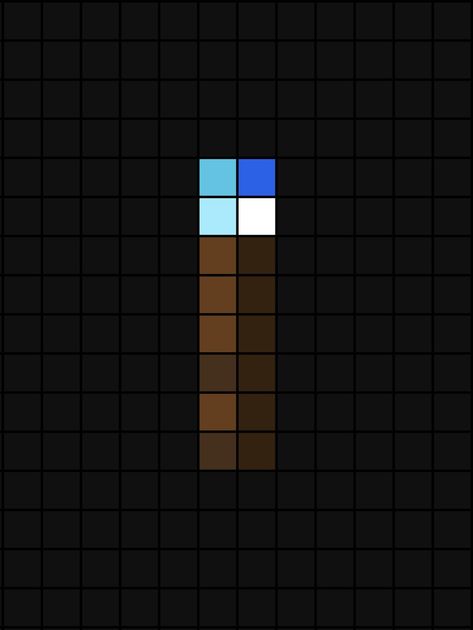 A pixel art template of the Minecraft Soul Torch (blue tip) from the side-on. Minecraft Items Pixel Art, Blue Pixel Art, Minecraft Pixel Art Templates, Minecraft Items, Minecraft Pattern, Pixel Art Minecraft, Minecraft Drawings, Easy Pixel Art, Pink Wallpaper Backgrounds