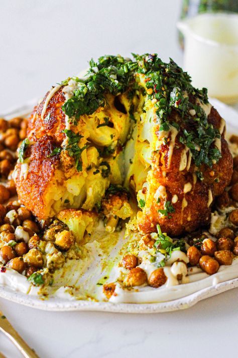 Vegan Roast Vegetables, Cauliflower Tumeric Recipes, Thanksgiving Roasted Cauliflower, Chickpea Cauliflower Wrap, Cauliflower And Feta Recipes, Whole Roasted Cauliflower With Tahini, Roasted Cauliflower With Feta, This Savory Vegan, Super Easy Vegan Dinner