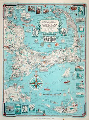 The Wifestyle Files: Found! Cape Cod Pictorial Map c 1950's - 60's Marthas Vinyard, Cape Cod Decor, Map Illustrations, App Dashboard, Cape Cod Map, Nantucket Massachusetts, History Posters, Pictorial Maps, Map Pictures