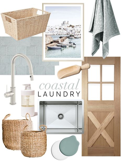 Coastal Industrial Decor, Beach House Laundry Room, Coastal Laundry, Coastal Laundry Room, Laundry Makeover, House Laundry Room, Basket Art, Laundry Room Layouts, Laundry Design