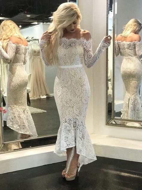 Mermaid Lace Wedding Dress, Wedding Dress Off The Shoulder, Lace Bridal Dress, Wedding Dresses 2022, Wedding Dress Beach Wedding, Italian Weddings, Wedding Dresses High Low, Wedding Dress Bohemian, Wedding Dress Beach