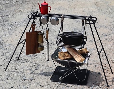 Diy Camping Furniture, Ironwood Furniture, Storing Camping Gear, Japanese Camping, Japan Camping, Portable Camp Kitchen, Camping Chuck Box, Campfire Accessories, Camp Kitchen Box