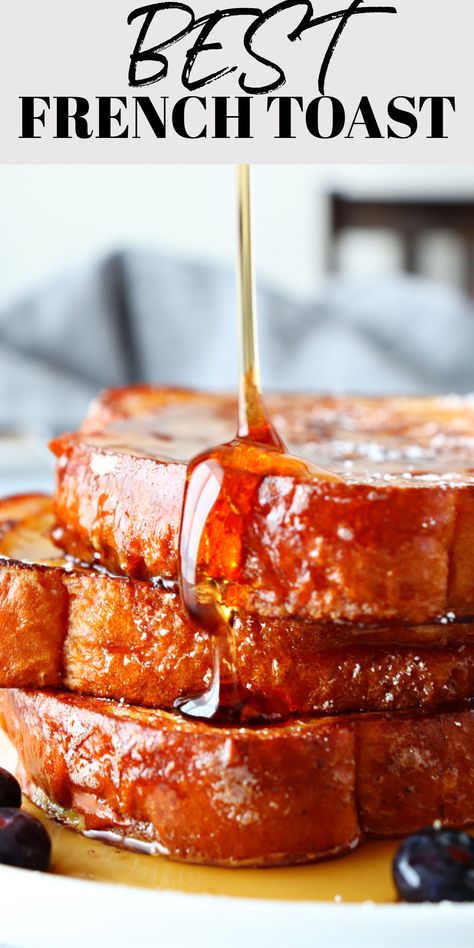 French Toast drizzled with Syrup. Crispy Bread Topping, Crispy French Toast Recipe, French Toast Recipe Stove Top, Mac And Cheese Ham, Crunchy French Toast Recipe, Bread Crust French Toast, French Toast Recipe With Regular Bread, Carmelized French Toast Recipe, French Toast Regular Bread