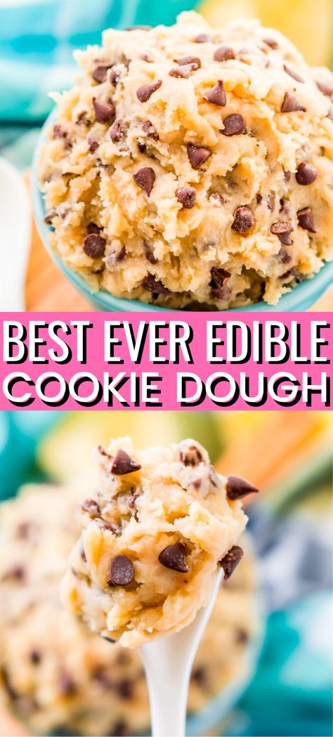 Recipe For Edible Cookie Dough, Edible Cookie Dough Recipe Without Milk, Edible Cookie Dough Recipe No Milk, Edible Cookie Dough Without Milk, Chocolate Chip Dough Edible, Best Cookie Dough Recipe Baking, Make Cookie Dough, Chocolate Chip Cookie Dough Edible, Yummy Edible Cookie Dough