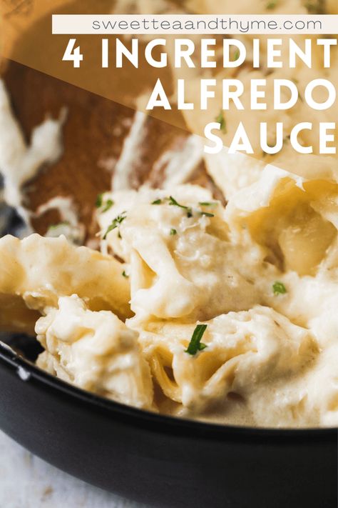 A quick and easy alfredo sauce recipe made with only 4 ingredients. This creamy pasta sauce is a classic Italian-American weeknight staple that the whole family loves! Quick And Easy Alfredo Sauce, Creamy Alfredo Sauce Recipe, Best Homemade Alfredo Sauce, Easy Alfredo Sauce, Alfredo Sauce Easy, Classic Alfredo Sauce, Easy Alfredo, Alfredo Sauce Recipe Easy, Creamy Pasta Sauce