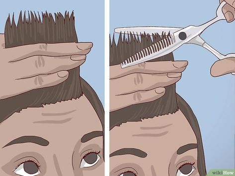 Thinning Shears How To How To Use, How To Texturize Your Own Hair, How To Use Thinning Shears, Trim Your Own Hair, A Line Hair, Hair Thinning Scissors, Thinning Thick Hair, How To Cut Your Own Hair, Hairstyle Short