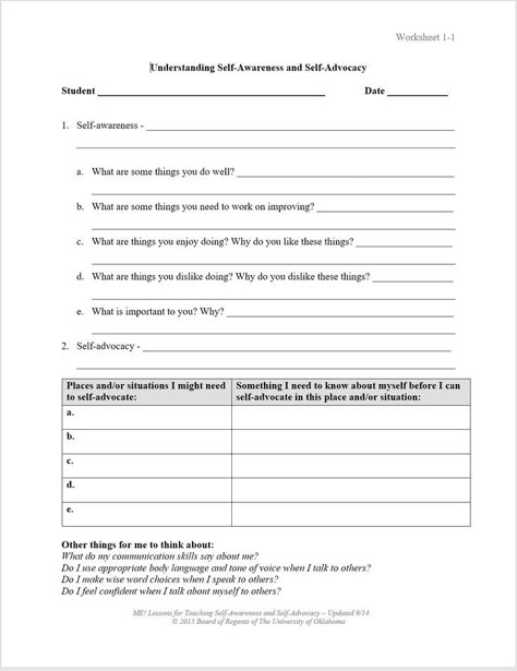 Therapy Check In Worksheet, Self Advocacy Worksheets, Therapy Homework Assignments, Self Advocacy Activities, Self Improvement Worksheet, Counseling Worksheets Therapy Tools, Self Awareness Worksheets, Therapy Sheets, Values Clarification