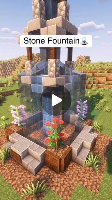 Gorillo on Instagram: "Stone Fountain⛲️  Follow for more videos like this!  Shaders: Complementary Texture: Faithful 64x —————————————————————————— #minecraft #minecraftbuilds #minecraftinspiration #minecrafttutorial #minecraftideas" Mc Fountain Ideas, Fountains Minecraft, Fountain Minecraft Ideas, Fountain Ideas Minecraft, Minecraft Designs Houses, Water Fountain Minecraft, Minecraft Water Fountain, Minecraft Park, Minecraft Brick