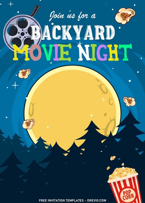 Cool 10+ Fun Backyard Movie Night Birthday Invitation Templates How to host a perfect fun-filled Movie Night at your backyard? First and foremost, you need a good list of party supplies that you’re going to need, how many people would be there and how you wi... Outdoor Movie Invitations, Movie Night Invitations Template, Movie Night Party Invitations, Backyard Movie Night Party, Movie Night Birthday, Movie Night Invitations, Movie Invitation, Movie Night For Kids, Starry Night Background