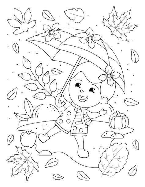 Autumn Colouring Pages, Autumn Coloring Pages For Kids, Coloring Pages Autumn, Autumn Drawing, Autumn Coloring Pages, Monster Truck Coloring Pages, Coloring Book Download, Autumn Clipart, Autumn Girl