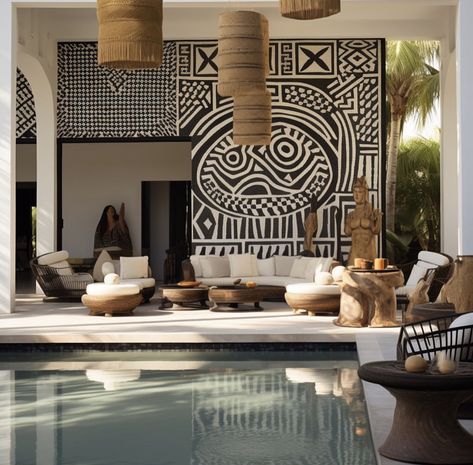 Africa Resort, Modern African Decor, Lamu Kenya, African Interior Design, Interior Hotel, Living Pool, African House, African Inspired Decor, African Interior