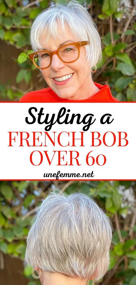 Styling a French Bob over 60 is easier than you might think, and I am quite pleased with the result! It’s an easy cut to style, and works well with my fine hair. I just give it a light blow dry using my fingers, leaving slightly damp, and add some Texturzing Spray and fluff once it’s dry. The length is the same all the way around. I’m going to keep some layering in it, but let some of the shorter layers grow out just a smidge. French Bob Gray Hair, Hairstyles Over 60 Fine Hair, Letting Short Hair Grow Out Hairstyles, French Bob Fine Hair Over 50, French Bob For Fine Hair, Grey French Bob, French Bob Grey Hair, French Bobs, Silver Hair Bob