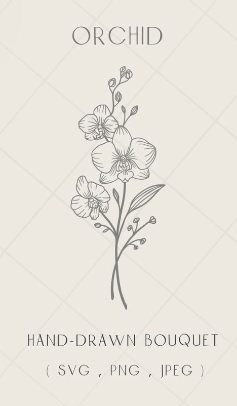 Orchid And Daisy Tattoo, Orchid Sketch Drawing, Orchid Line Art, Orchids Tattoo Design, Orchid Line Drawing, Orchid Tattoo Minimalist, Orchid Outline, Orchid Flower Tattoo, Orchids Tattoo