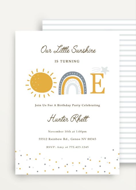 365 Days Of Sunshine Birthday, Baby 1st Birthday Invitation Card, Sunshine 1st Birthday Party Girl, You Are My Sunshine Birthday Party, Sunshine Theme Birthday Party, Sunshine First Birthday, Sunshine Birthday Parties, 1st Birthday Girl Decorations, Boho Birthday Party