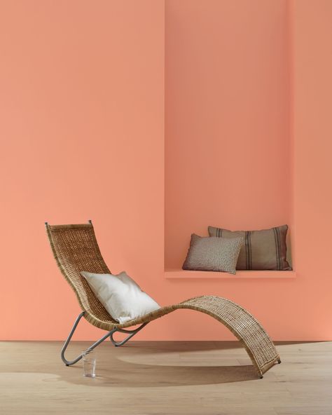 Coral Spice 2170-40 | Benjamin Moore Spring Paint Colors, Paint Color Swatches, Dr Miami, Dusty Coral, Colors For Living Room, Tropical Orange, Salmon Run, Benjamin Moore Colors, Paint Wallpaper