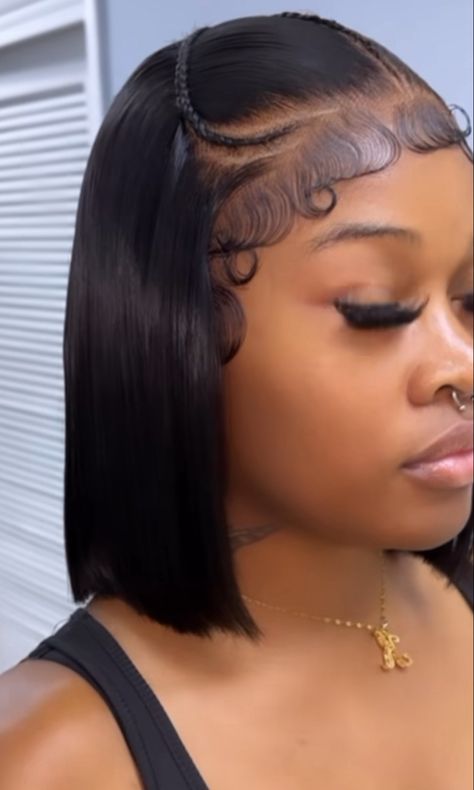 Short Hair Frontal Styles, Bob Hairstyles Lace Wig, Bob Styles Wig, Short Wig Install, Bob Hairstyles Wig, Short Frontal Wig Hairstyles, Styled Bob, Frontal Bob Wig Hairstyles, Bob Wig Install