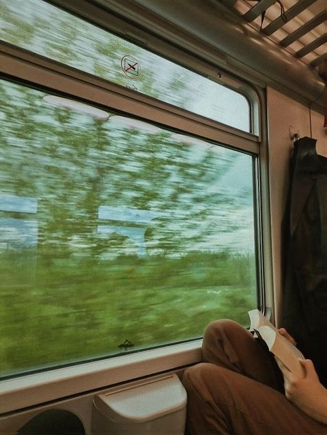 Riding A Train, Eurail Aesthetic, Reading On Train Aesthetic, Taking The Train Aesthetic, Train Window Aesthetic, Rainy Day Room, Reading On Train, Rainy Travel, Reading Train