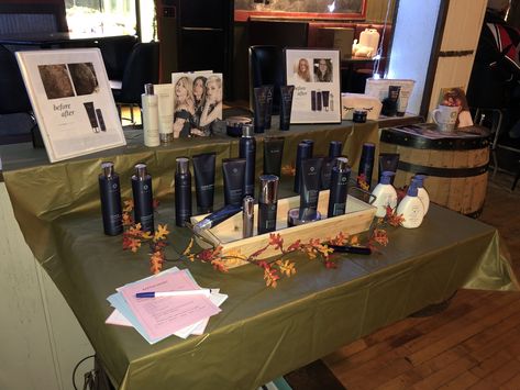 Meet Monat Party Ideas, Monat Party Ideas, Meet Monat, Vendor Table Display, Product Table, Vendor Table, Booth Displays, Vendor Booth, Monat Hair