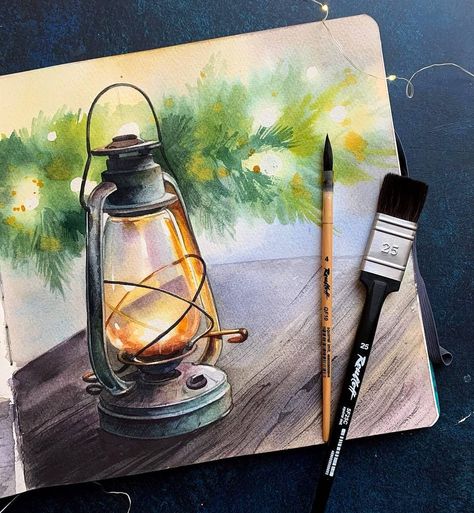 ART FEATURE PAGE on Instagram: “What's your mood today ? 💖 Follow @artworkpromotion 🌈❤️ FOR ART PROMOTION . . ART BY @y_yumaeva 🎨 . . TAG @artworkpromotion FOR A CHANCE TO…” Lamp Watercolor Painting, Lamp Watercolor, Beautiful Dawn, Painting References, Watercolor Blog, Watercolor Art Paintings, Art Promotion, Christmas Painting, Watercolor Paintings Tutorials