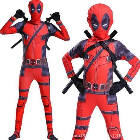 Movie Quality Kids Costume Adult Superhero Spandex Suit Party Halloween Cosplay Costume With Swords Gloves... Superhero Christmas, Halloween Costume Bodysuit, Spandex Suit, Deadpool Costume, Deadpool Cosplay, Movies For Boys, Superhero Cosplay, Kids Mask, Crochet Sweaters