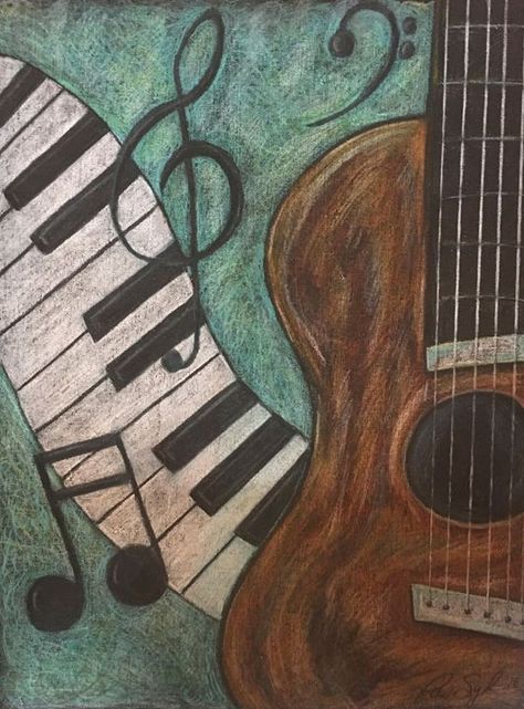 Musical Love - Paul's Art - Drawings ... Musical Drawings Ideas, Music Love Drawing, Sketches Of Music, Painting Music Ideas, Piano Art Draw, Piano Art Painted, Guitar Drawing Aesthetic, Music Drawings Ideas, Art Music Drawing