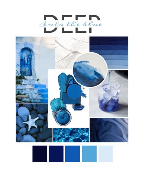 Royal Blue Mood Board, Textile Design Portfolio, Ocean Color Palette, Beatles Artwork, Mood Palette, Mood Board Fashion Inspiration, Greek Garden, Interior Design Sketchbook, Bag Embroidery