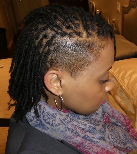 micro locs with shaved side Been loc'd for 13 months. Locs With Sides Shaved, Loc Styles With Shaved Sides Black Women, Sisterlocs Shaved Sides, Mini Twists Shaved Sides, Shaved Sides With Locs, Shaved Side With Locs, Shaved Side Micro Locs, Shaved Side Sisterlocks, Shaved Side Locs Hairstyles