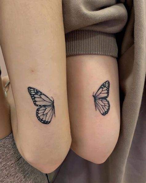 Bff Matchy Tattoos, Tattoo For A Best Friend, Tattoo Idea Best Friends, Best Friend Shoulder Tattoos, Unique Tattoos For Friends, Matching Best Friend Tattoos Unique, Matching Tattoos For Crazy Best Friends, Small Tattoos With Best Friend, Best Friends Butterfly Tattoo