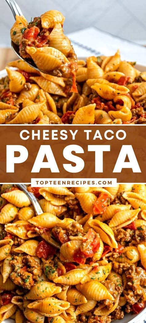 I know pasta is Italian, and all the purists out there will probably frown at this one, but don’t knock it till you try it. Cheesy taco pasta is delicious. The sauce is like a Mexican bolognese. Instead of using Parmesan and Italian spices, this taco pasta casserole is infused with taco seasoning and gooey cheddar. Mexican Chicken Pasta Casserole, Taco Chicken Pasta, Taco Pasta Casserole, Taco Pasta Bake, Taco Pasta Recipe, Cheesy Taco Pasta, Taco Pasta Recipes, Mexican Pasta, Turtle Brownies