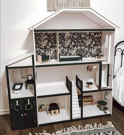 Dollhouse Redo Inspiration, Kidkraft Majestic Mansion Dollhouse Makeover, Diy Dollhouse Makeover, Barbie Doll House Makeover, Kidkraft Dollhouse Makeover, Wooden Barbie House, Homemade Barbie House, Bookcase Dollhouse, Dollhouse Remodel