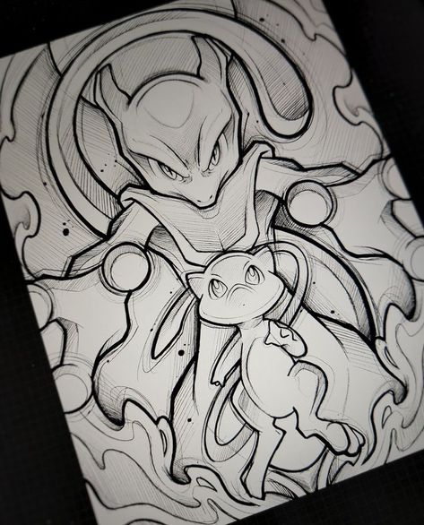 Pokemon Artwork Drawings, Pokemon Art Draw Pencil, Mewtwo Sketch, Pokemon Sketches Pencil, Mewtwo Drawing, Pokemon Art Draw, Lugia Pokemon, Pokemon Guide, Pokémon Drawing