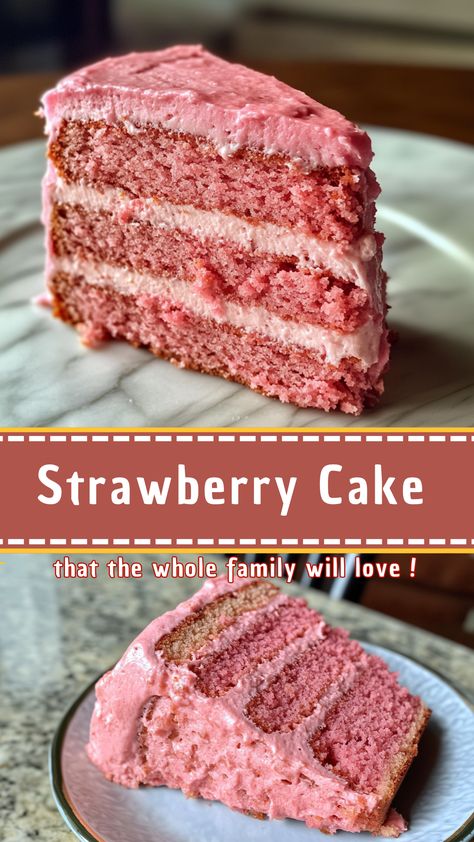 Strawberry Cake that the whole family will Love Strawberry Cake With Freeze Dried, Strawberry Cake Recipes Homemade, Organic Strawberry Cake, Healthy Strawberry Cake, High Protein Dessert Recipes, Strawberry Cake From Scratch, Trending Desserts, Strawberry Chocolate Cake, High Protein Dessert