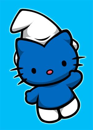 Hello Kitty Mashups Smurf Cat Drawing, Images Hello Kitty, Hello Kitty Printables, Hello Kitty Tattoos, Kitty Cartoon, Charmmy Kitty, Hello Kitty Images, Hello Kitty Characters, Kitty Drawing