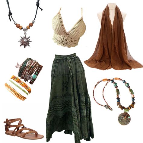 Spiritual Fashion Aesthetic, Classy Hippie Outfits, Earth Tones Clothing, Boho Earthy Outfits, Nature Inspired Outfits, Earthy Clothes, Moda Hippie, Look Boho Chic, Mode Hippie