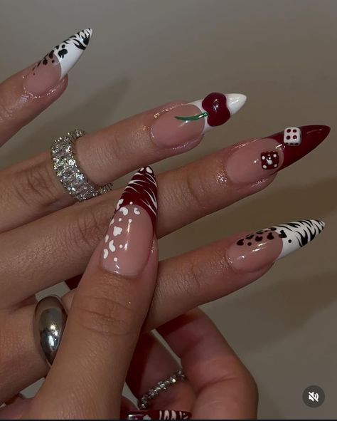 Trendy Burgundy Nails, Poker Card Nails, Gambling Nails, Nail Art Designs Red, Future Nails, 3d Nail Designs, Long Acrylic Nail Designs, Lace Nails, Vsco Photography